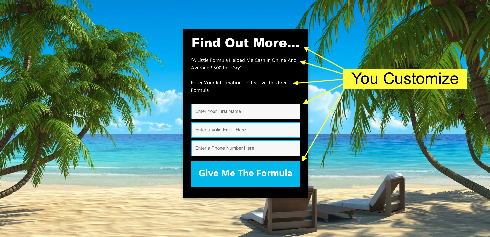 You Customize Your Leads Capture Page