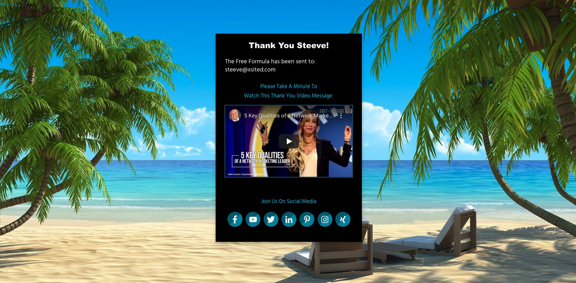 Beach Design Thank You Page With Video