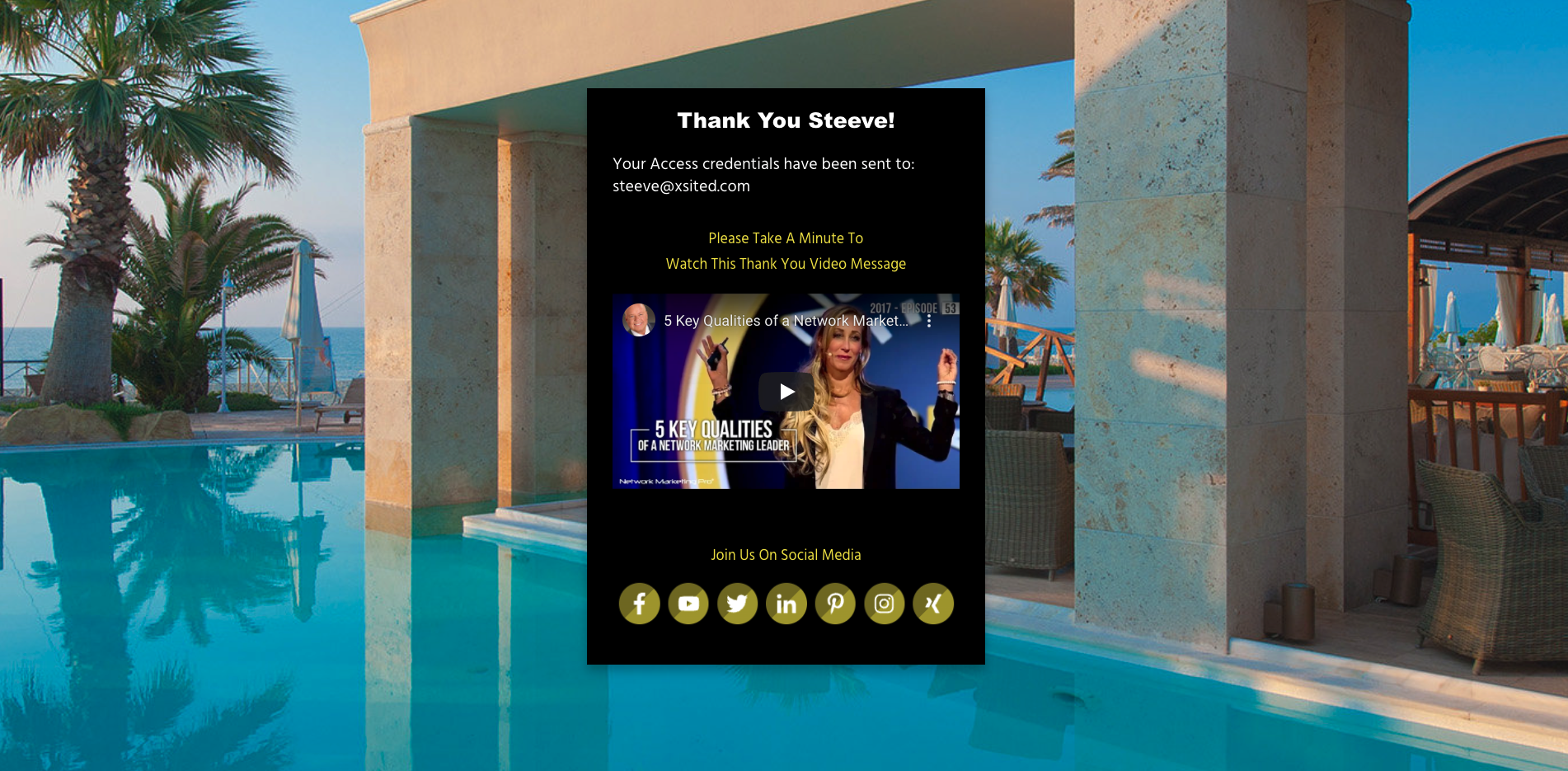 Pool Design Thank You Page With Video